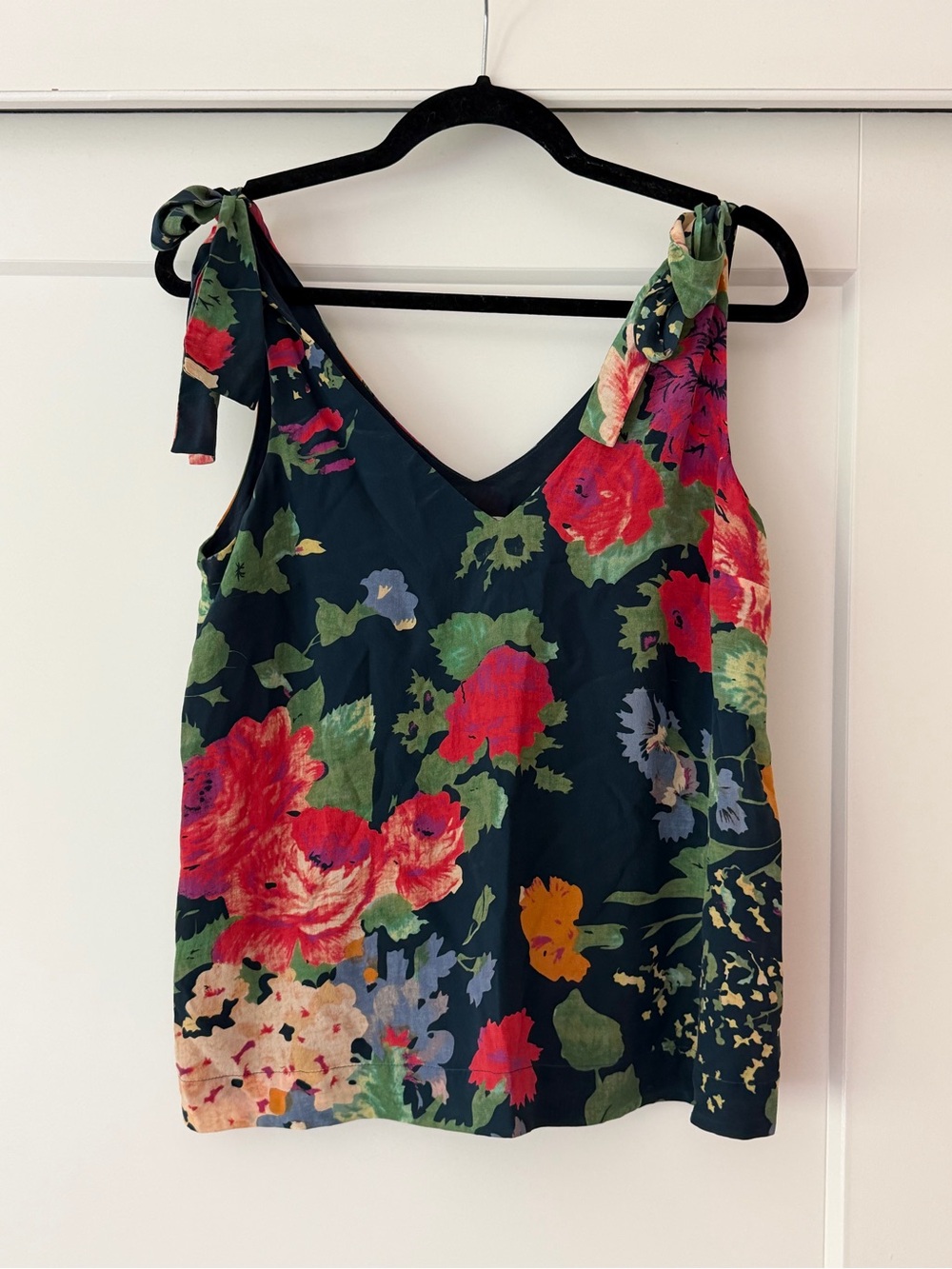 SÉZANE Floral Tie-Shoulder V-Neck Tank Top